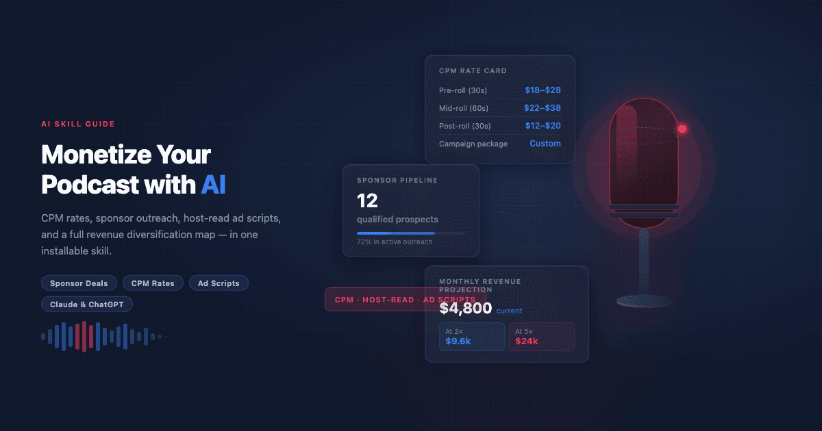 Illustration for How to Monetize Your Podcast with AI: The Podcast Monetization System Skill