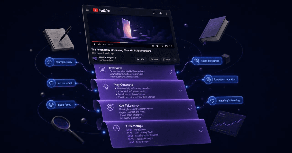 Illustration for YouTube Video Description Writer: Publish-Ready Descriptions in Minutes