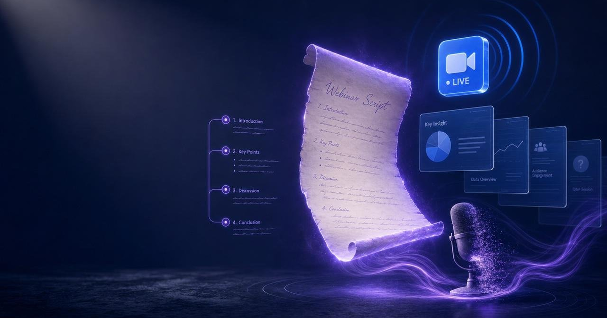 Illustration for AI Webinar Script Generator: Write a 60-Minute Webinar That Converts
