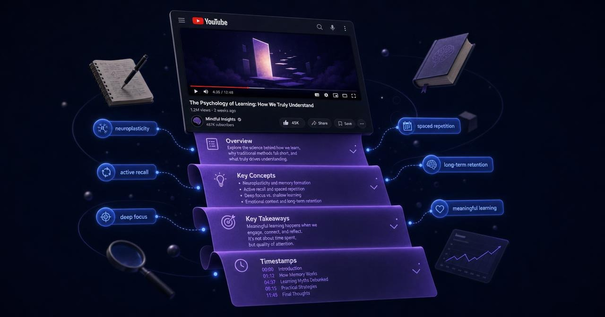 Illustration for YouTube Video Description Writer: Publish-Ready Descriptions in Minutes